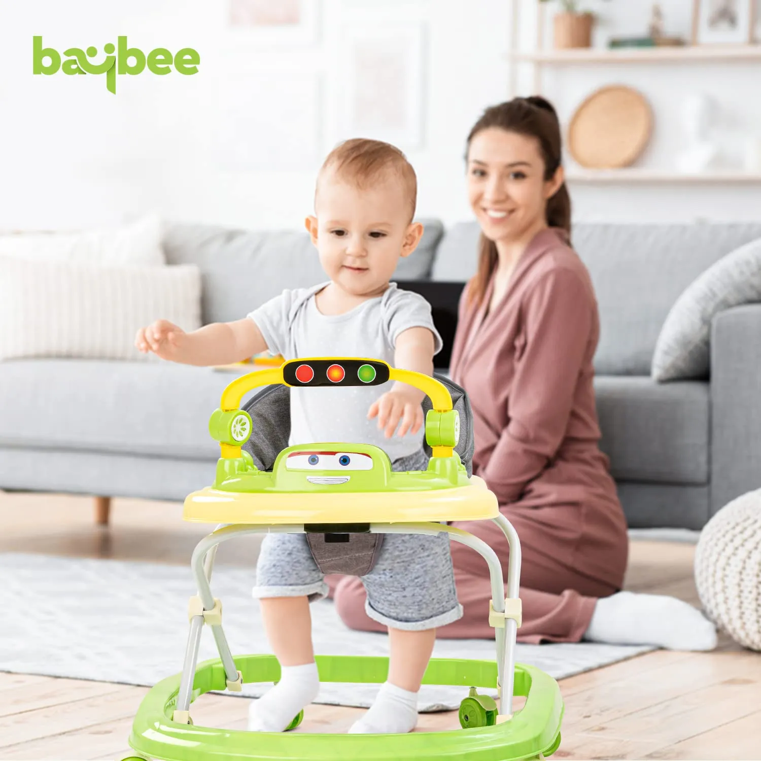 Baybee Luno Baby Walker for Kids with 3 Height Adjustable, Tray & Removeable Musical Toys