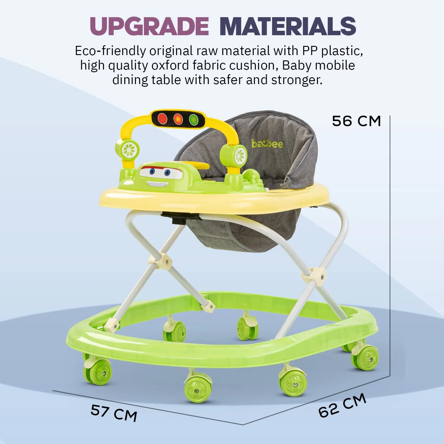 Baybee Luno Baby Walker for Kids with 3 Height Adjustable, Tray & Removeable Musical Toys