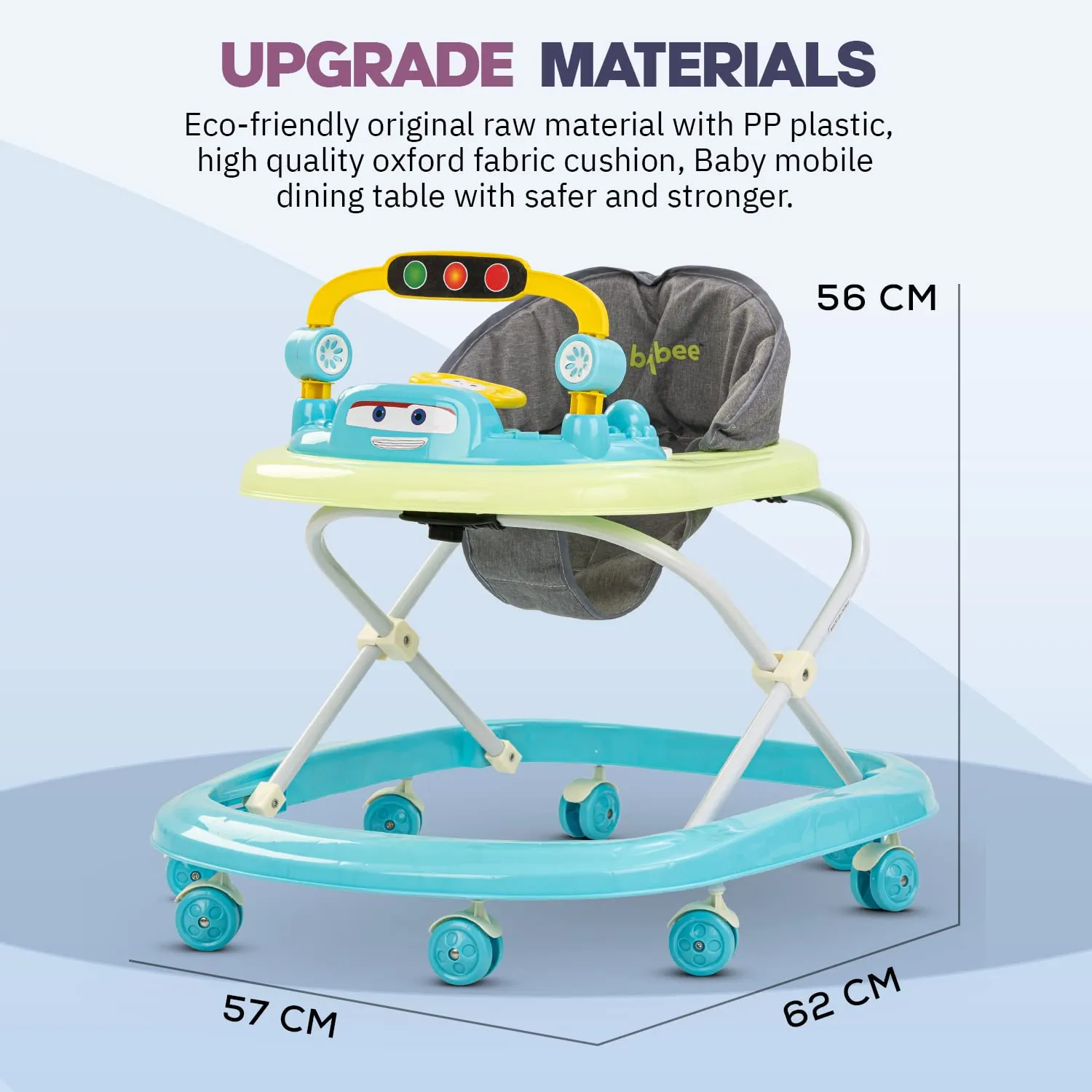 Baybee Luno Baby Walker for Kids with 3 Height Adjustable, Tray & Removeable Musical Toys
