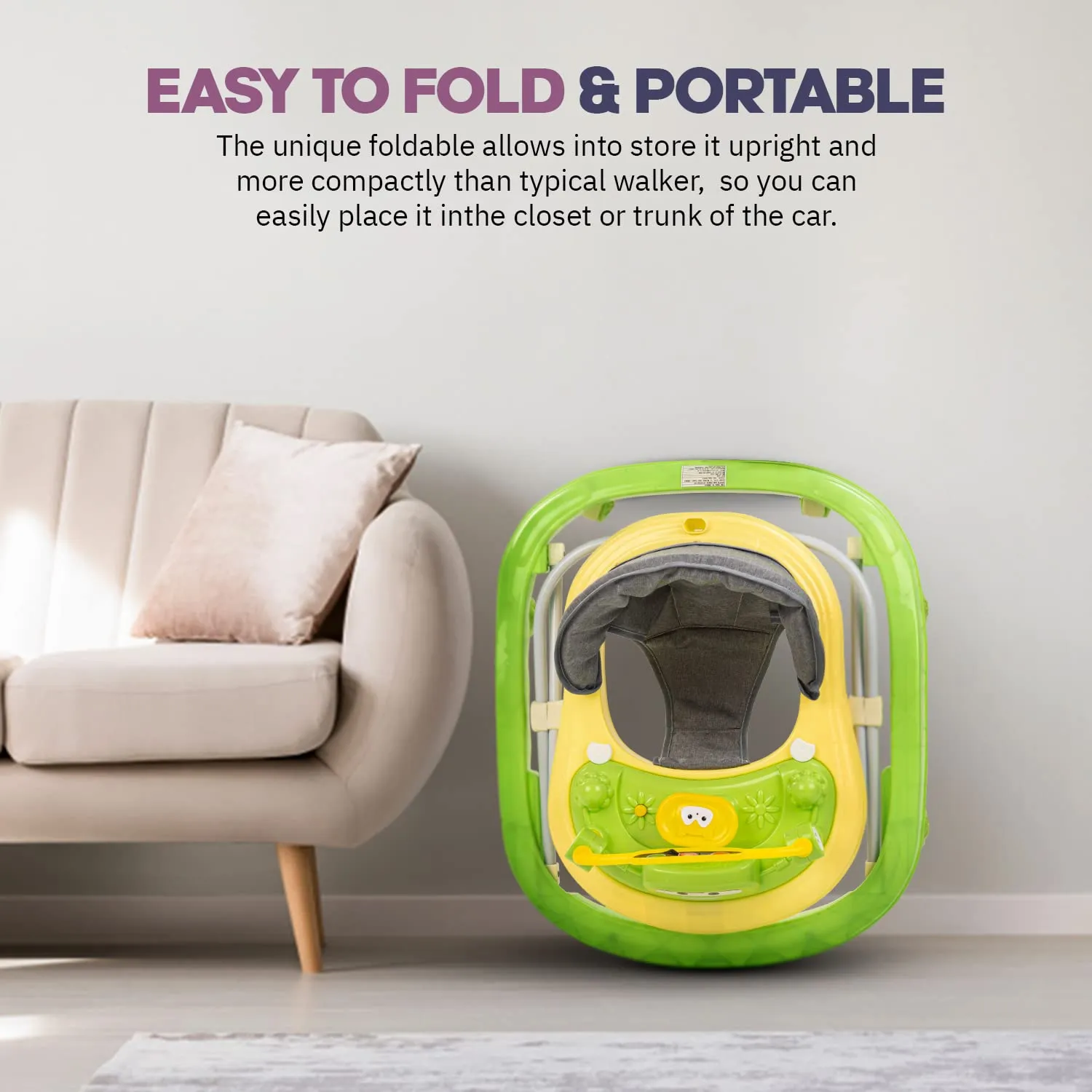 Baybee Luno Baby Walker for Kids with 3 Height Adjustable, Tray & Removeable Musical Toys