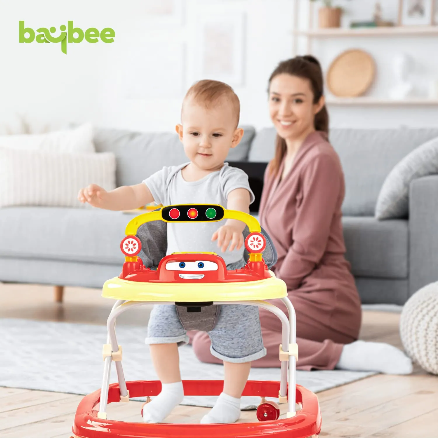Baybee Luno Baby Walker for Kids with 3 Height Adjustable, Tray & Removeable Musical Toys
