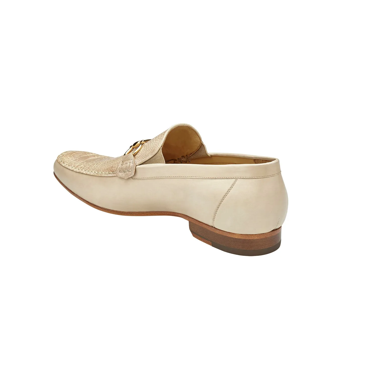 Belvedere Bruno 1026 Men's Shoes Black Exotic Ostrich / Calf-Skin Leather Horsebit Split-Toe Loafers (BV3072)