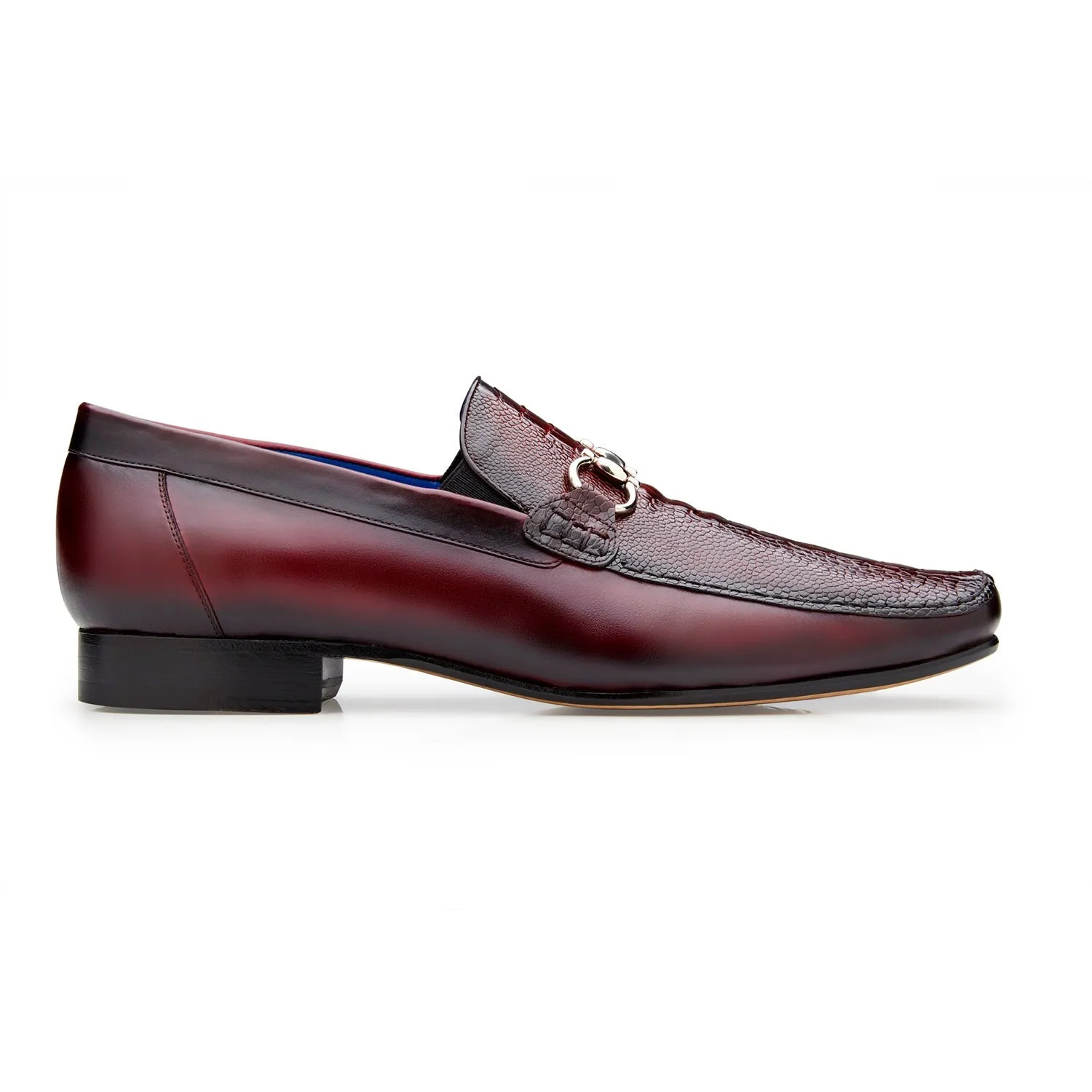 Belvedere Bruno 1026 Men's Shoes Black Exotic Ostrich / Calf-Skin Leather Horsebit Split-Toe Loafers (BV3072)