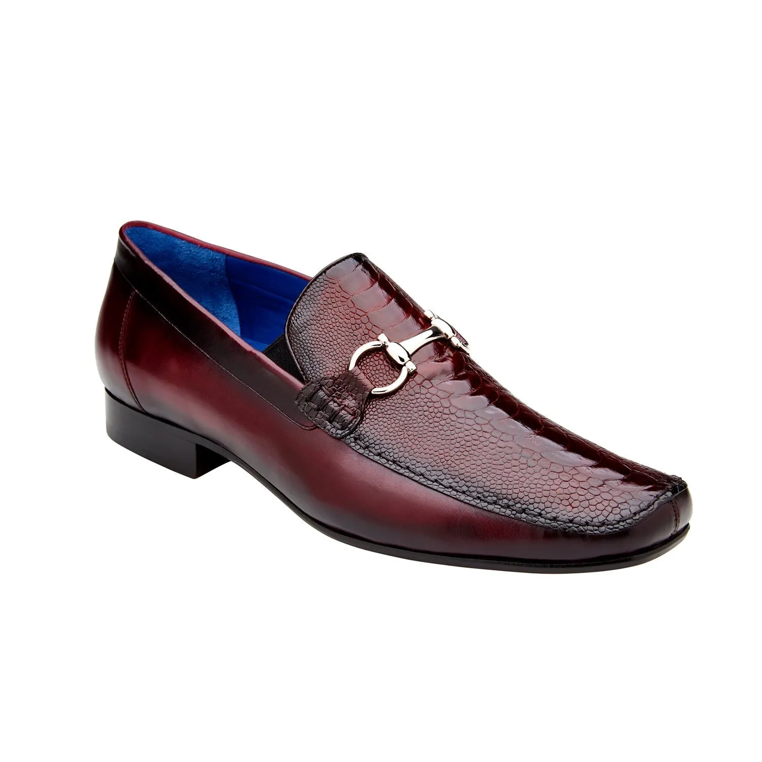 Belvedere Bruno 1026 Men's Shoes Black Exotic Ostrich / Calf-Skin Leather Horsebit Split-Toe Loafers (BV3072)