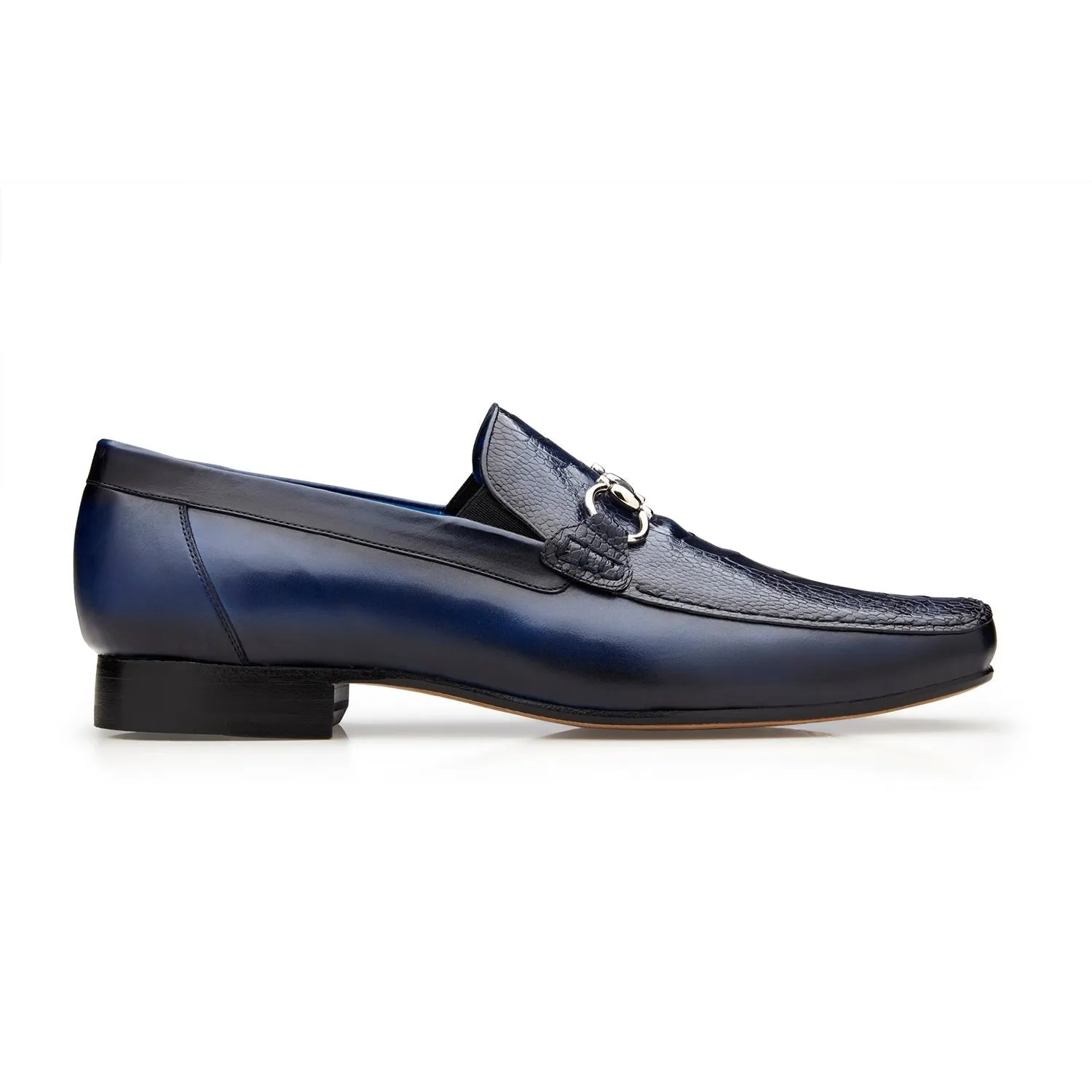 Belvedere Bruno 1026 Men's Shoes Black Exotic Ostrich / Calf-Skin Leather Horsebit Split-Toe Loafers (BV3072)