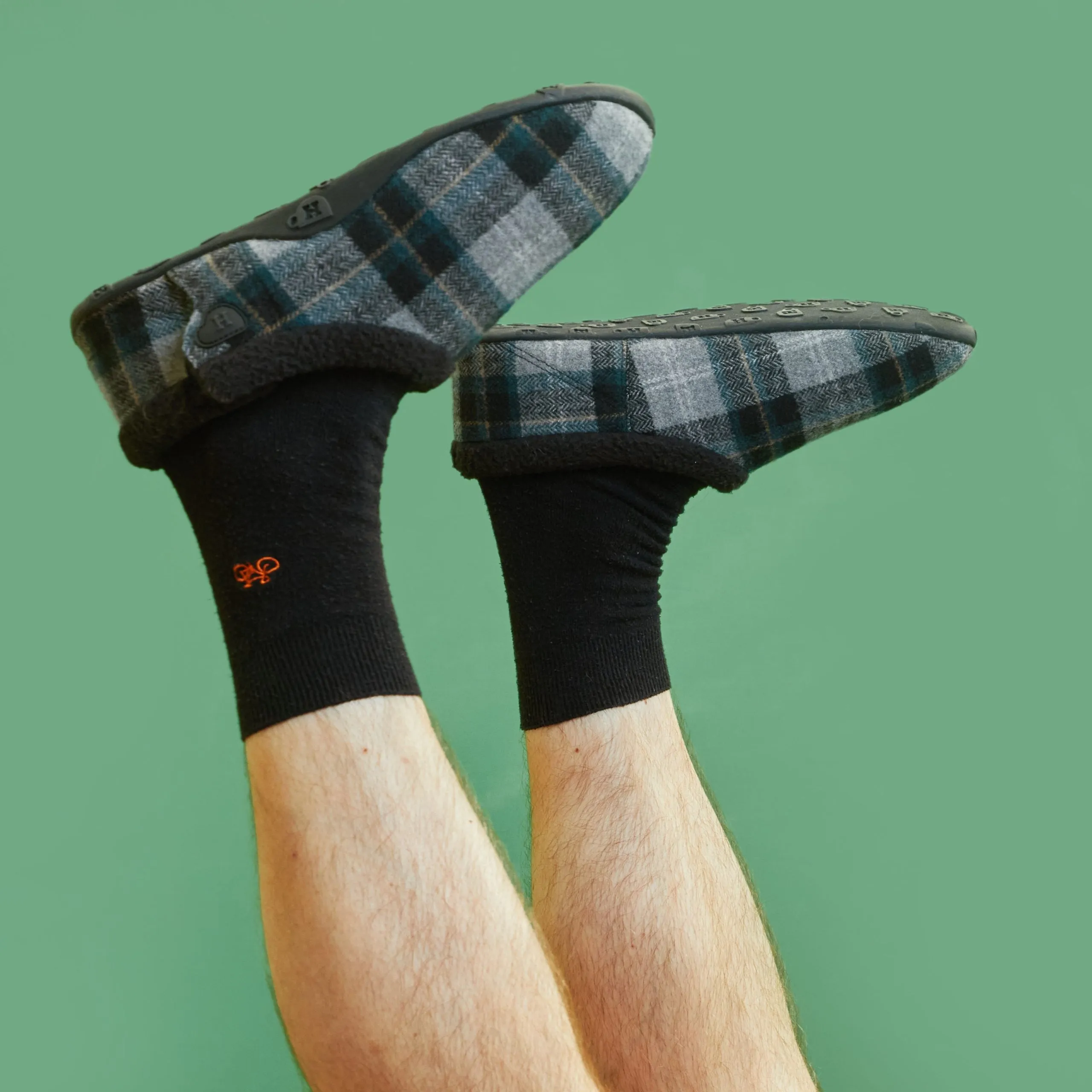 Ben - Grey Blue Black Check Men's Slippers