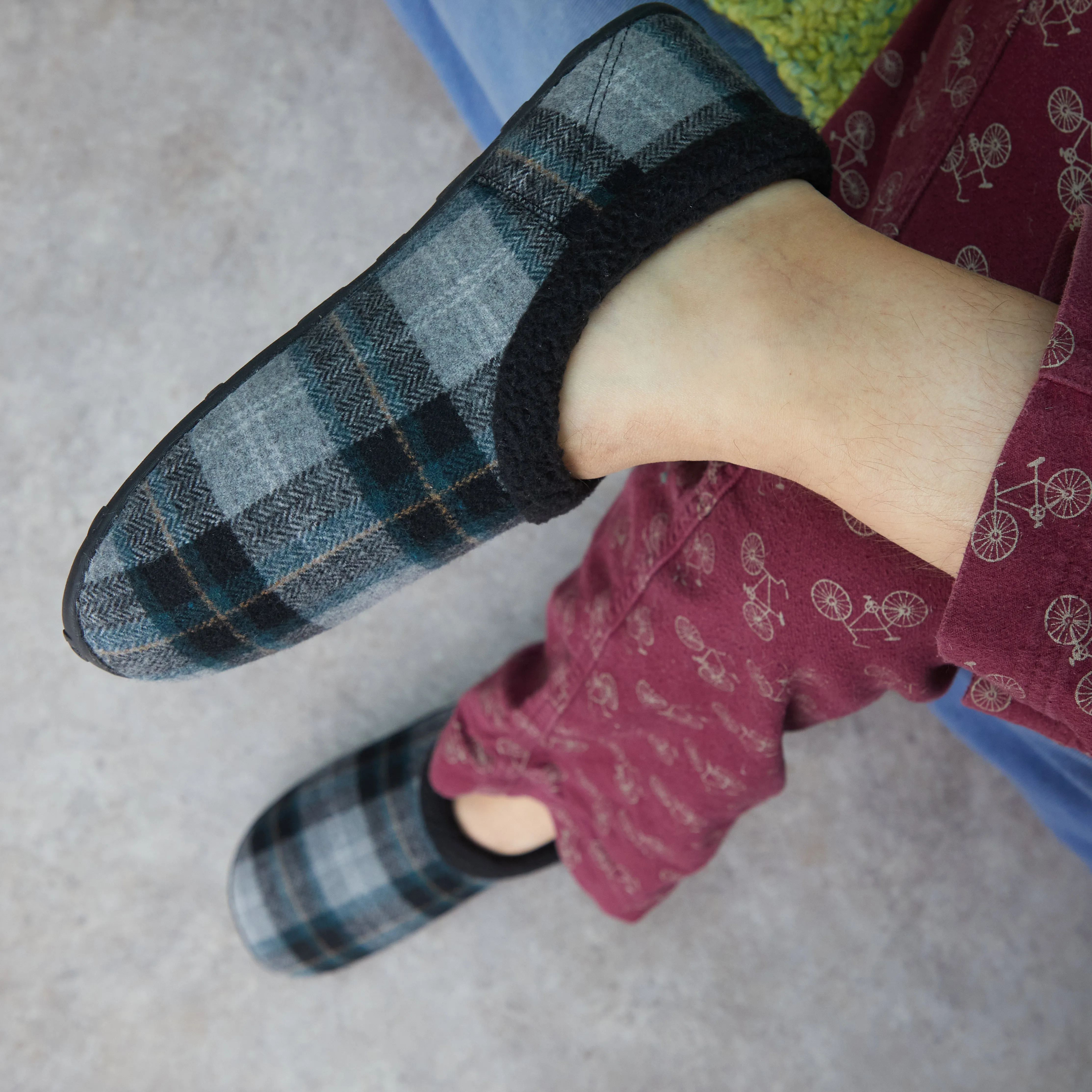 Ben - Grey Blue Black Check Men's Slippers