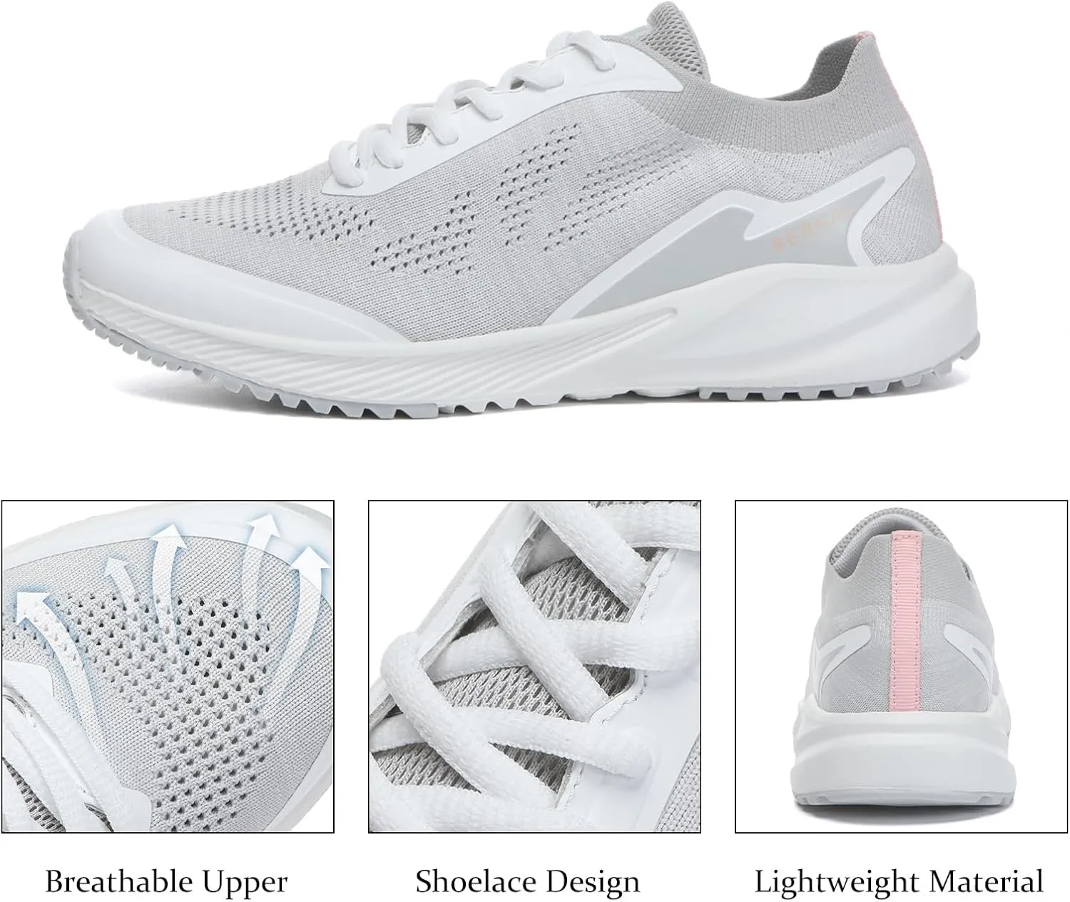 Bernal Women's Fashion Sneakers, Comfortable Mesh Breathable Lightweight Shoes, Walking, Lace-Up, Yoga, Gym, Workout, Casual, Work, Sport, Tennis Shoes
