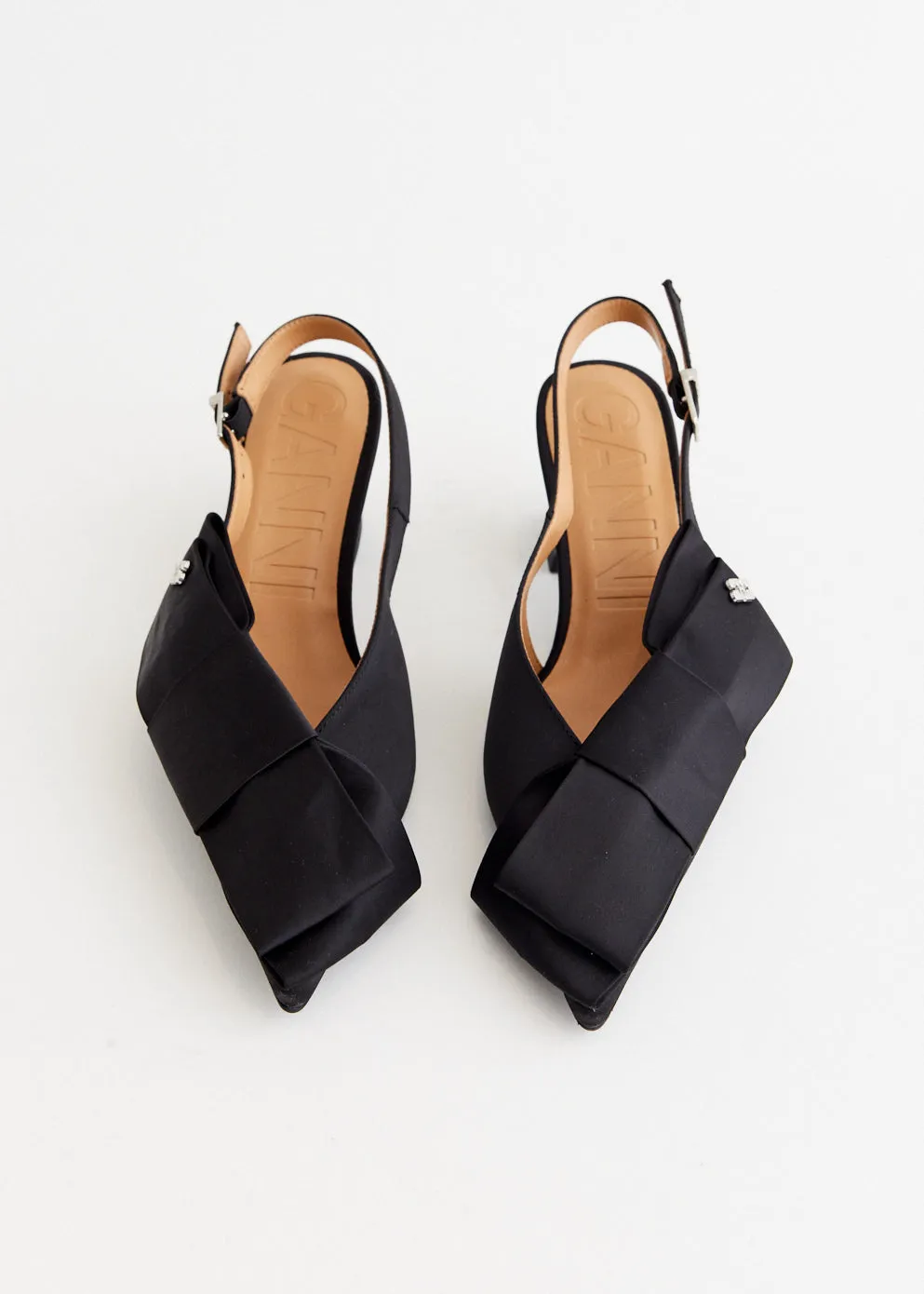 Big Bow Slingback Kitten Heel Pumps