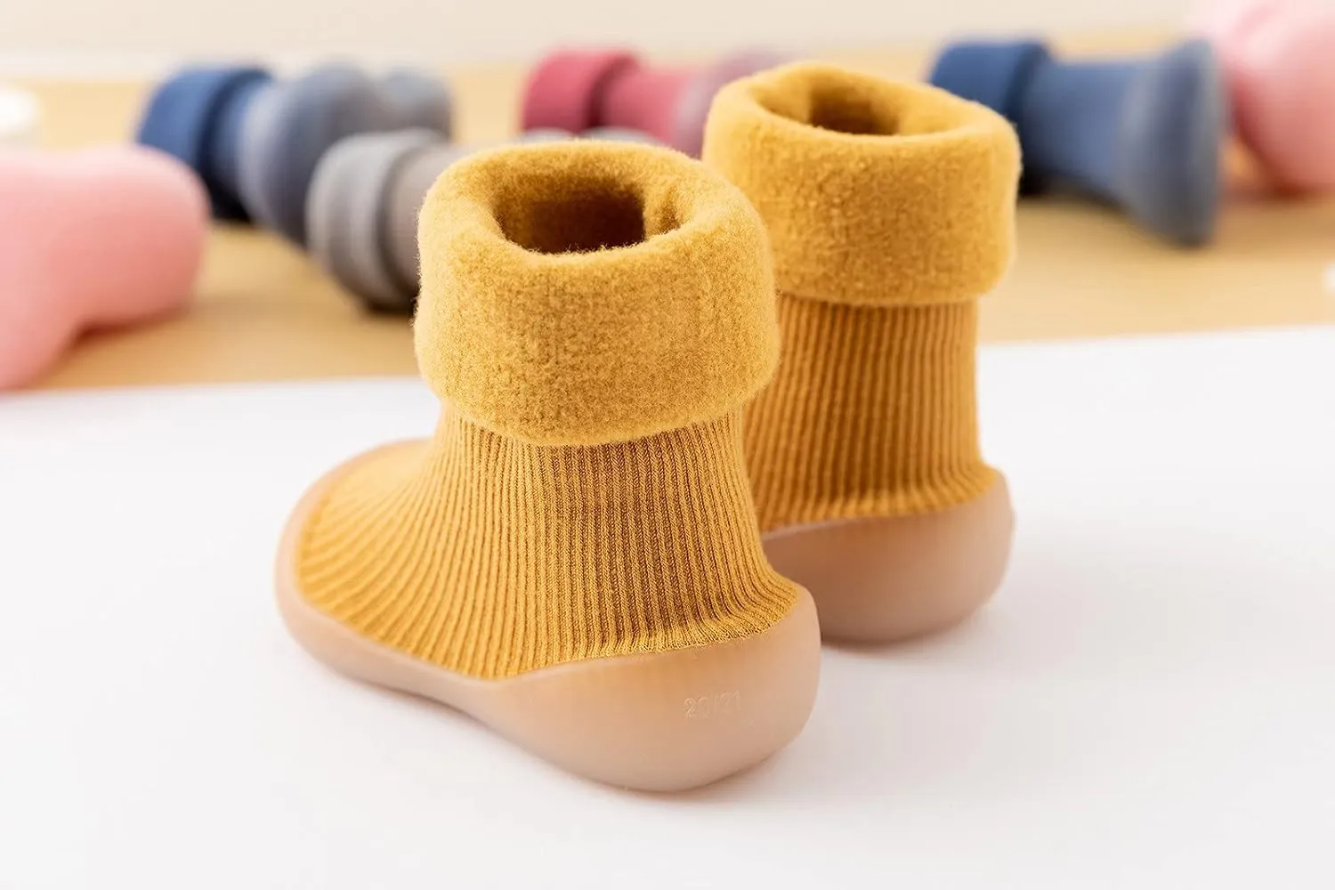 Big Kids Pool Shoes Kids Toddler Baby Boys Girls Solid Warm Knit Soft Sole Rubber Shoes Fuzzy Toddler Slippers