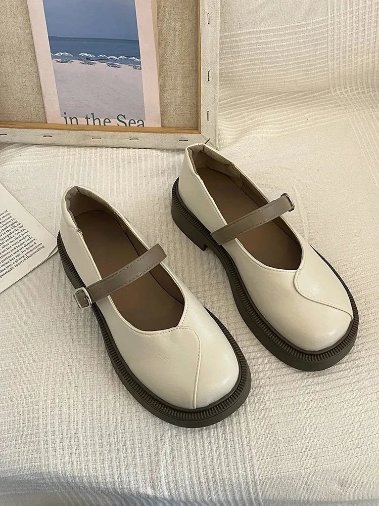 binfenxie  -Top quality Women's New Spring Autumn Mary Jane Mid Heel 4cm Fashion Comfortable Loafers Casual Women's Shoes