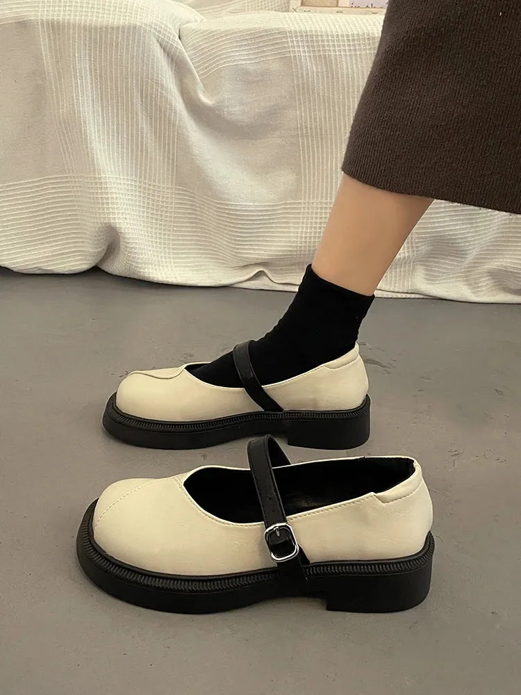 binfenxie  -Top quality Women's New Spring Autumn Mary Jane Mid Heel 4cm Fashion Comfortable Loafers Casual Women's Shoes