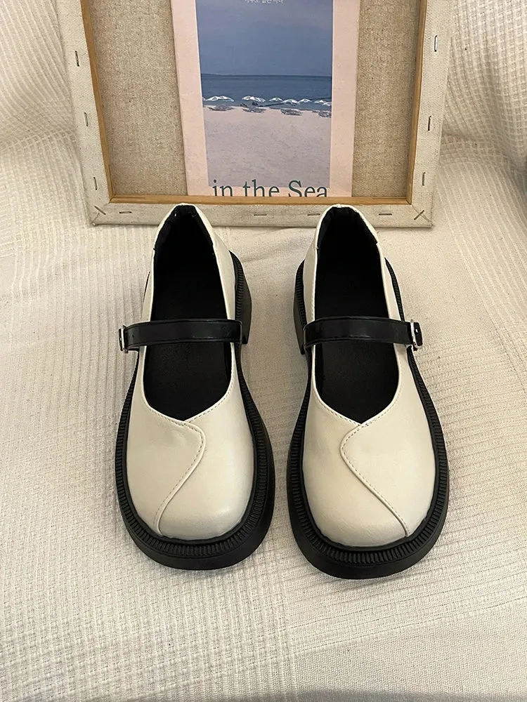 binfenxie  -Top quality Women's New Spring Autumn Mary Jane Mid Heel 4cm Fashion Comfortable Loafers Casual Women's Shoes