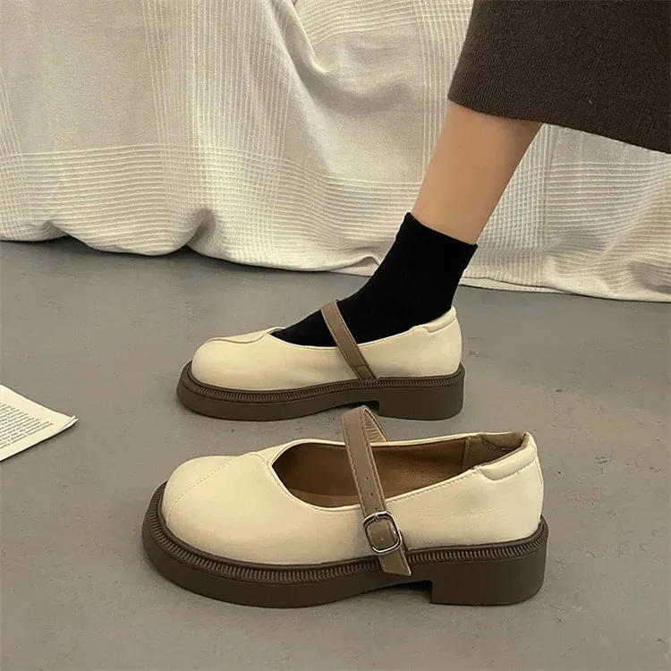 binfenxie  -Top quality Women's New Spring Autumn Mary Jane Mid Heel 4cm Fashion Comfortable Loafers Casual Women's Shoes
