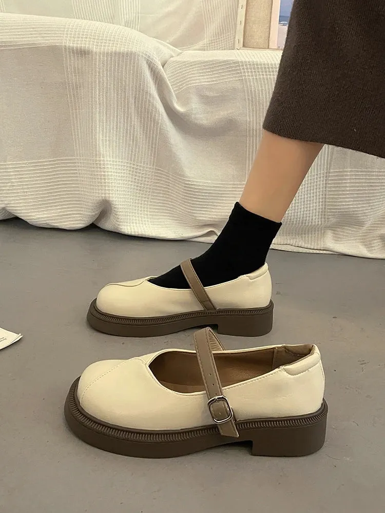 binfenxie  -Top quality Women's New Spring Autumn Mary Jane Mid Heel 4cm Fashion Comfortable Loafers Casual Women's Shoes