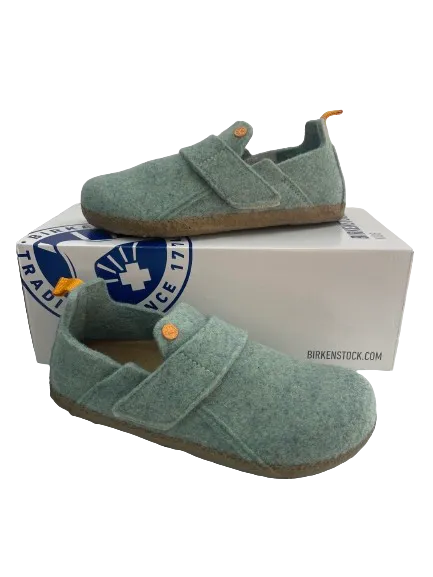 Birkenstock Mint Green Zermatt Kids Wool Felt Slippers Bnib UK 2 EU 34 👼