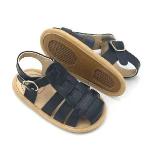 Black Leather Penny Sandals