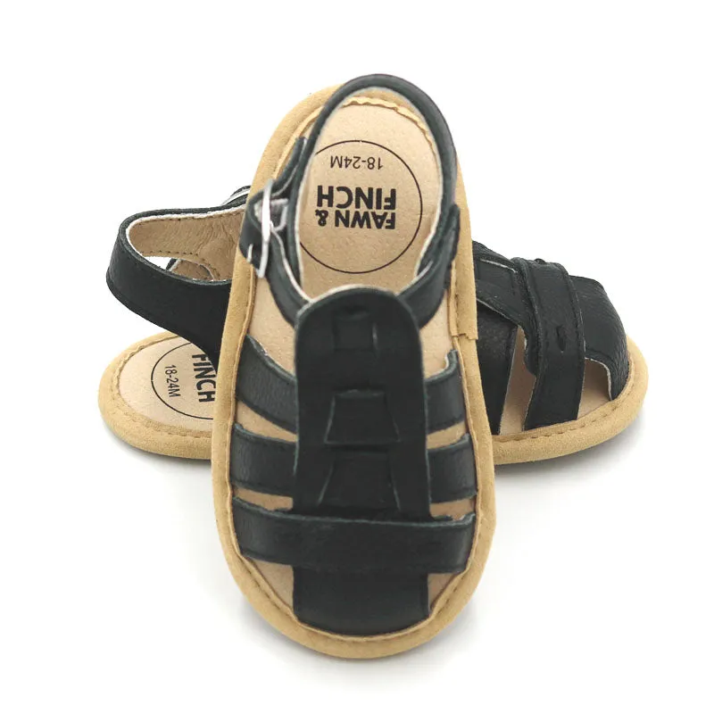 Black Leather Penny Sandals
