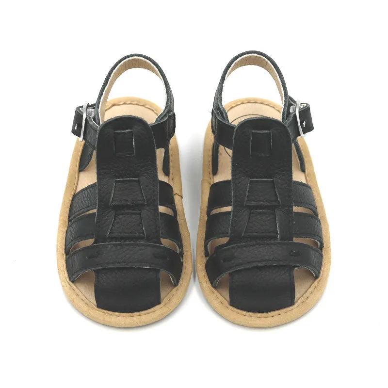 Black Leather Penny Sandals