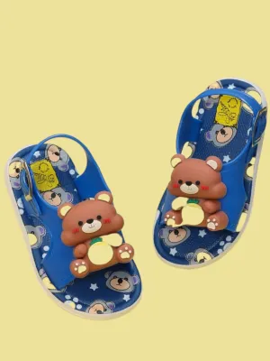Blue Teddy Applique Sandals for Kids