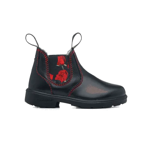 Blundstone 2252 - Kids Black with Red Rose Elastic