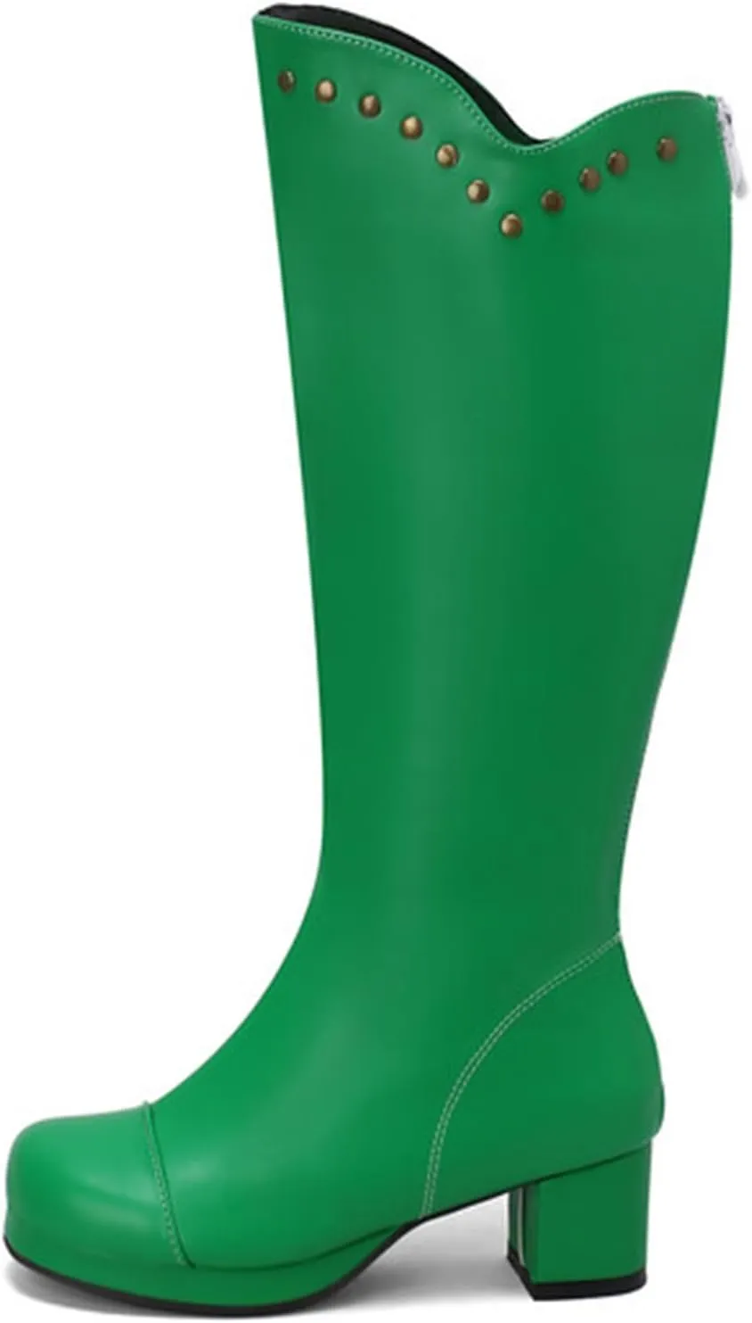 Boots for Women Chunky Heel Square Toe Knee High Boots Solid Color Platform Studded Casual Trendy Women Boots