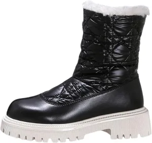 Boots for Women Fur Lined Warm Comfortable Plush Snow Boots Lug Sole Platform Trendy Winter Outdoor Shoes