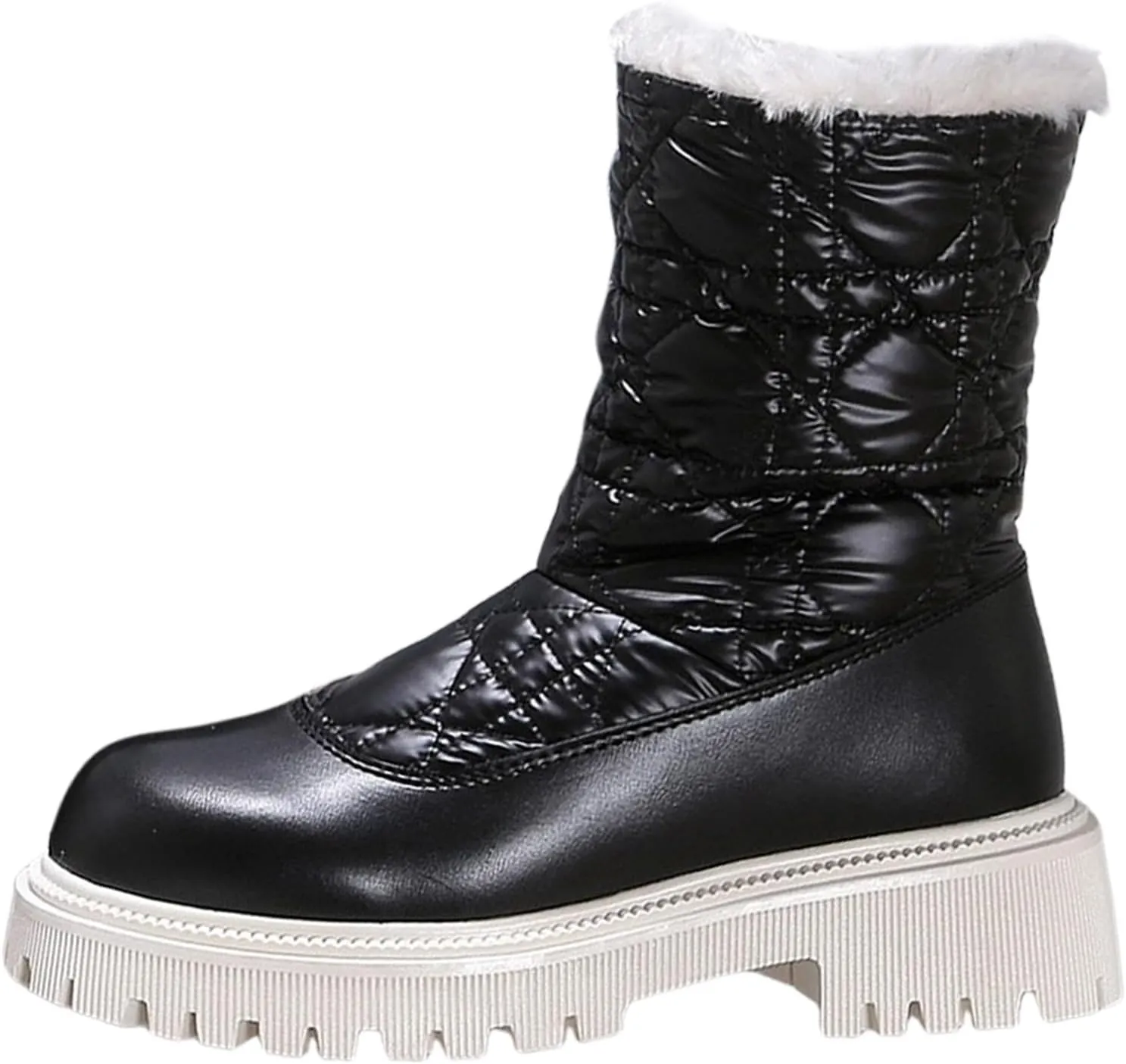Boots for Women Fur Lined Warm Comfortable Plush Snow Boots Lug Sole Platform Trendy Winter Outdoor Shoes