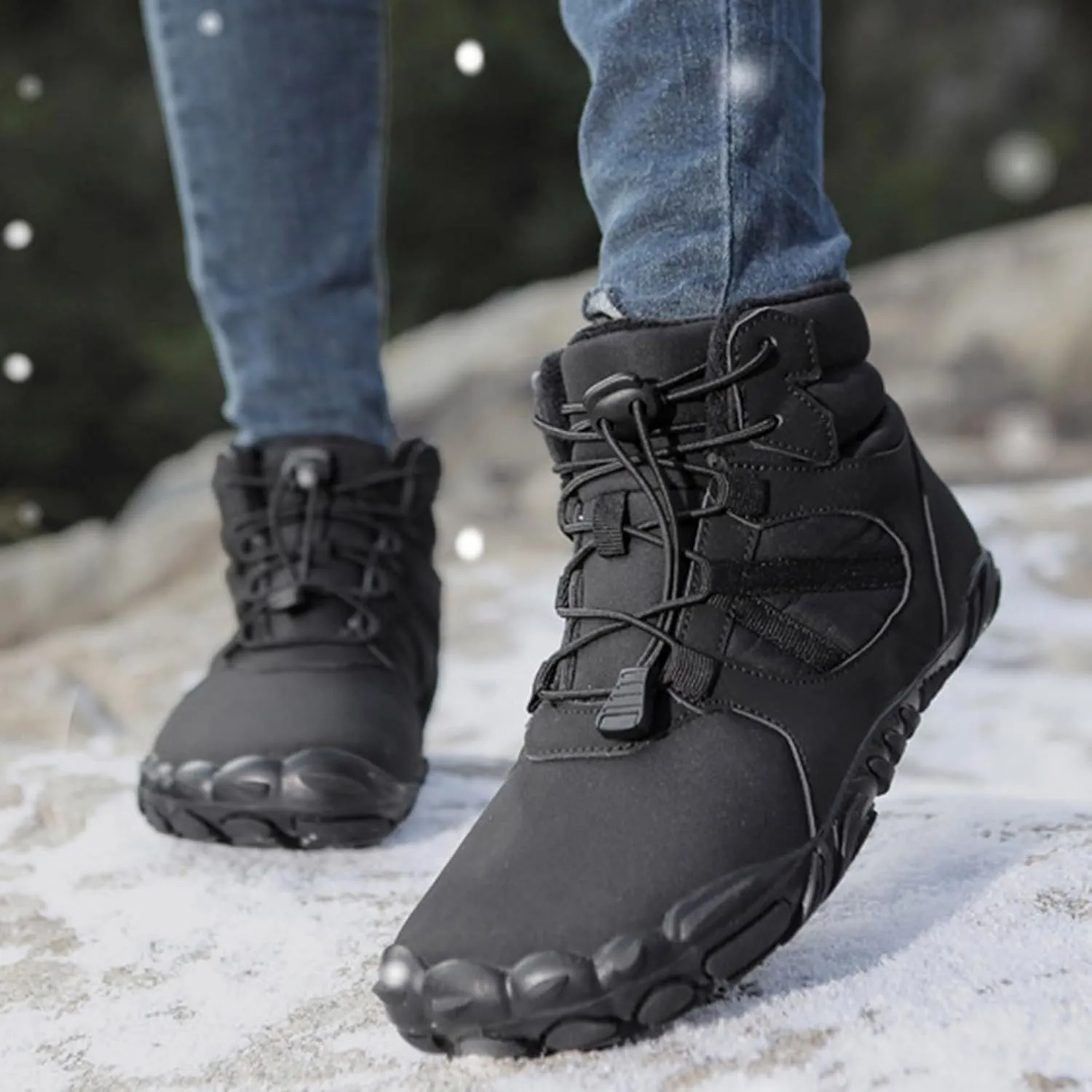 Boots for Women Fur Lined Warm Comfortable Snow Shoes Anti Slip Elastic Gore Trendy Winter Outdoor Hiking Shoes