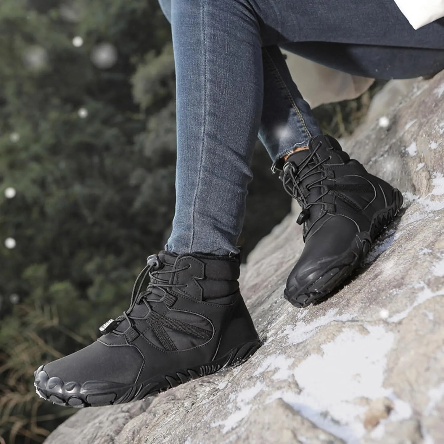 Boots for Women Fur Lined Warm Comfortable Snow Shoes Anti Slip Elastic Gore Trendy Winter Outdoor Hiking Shoes