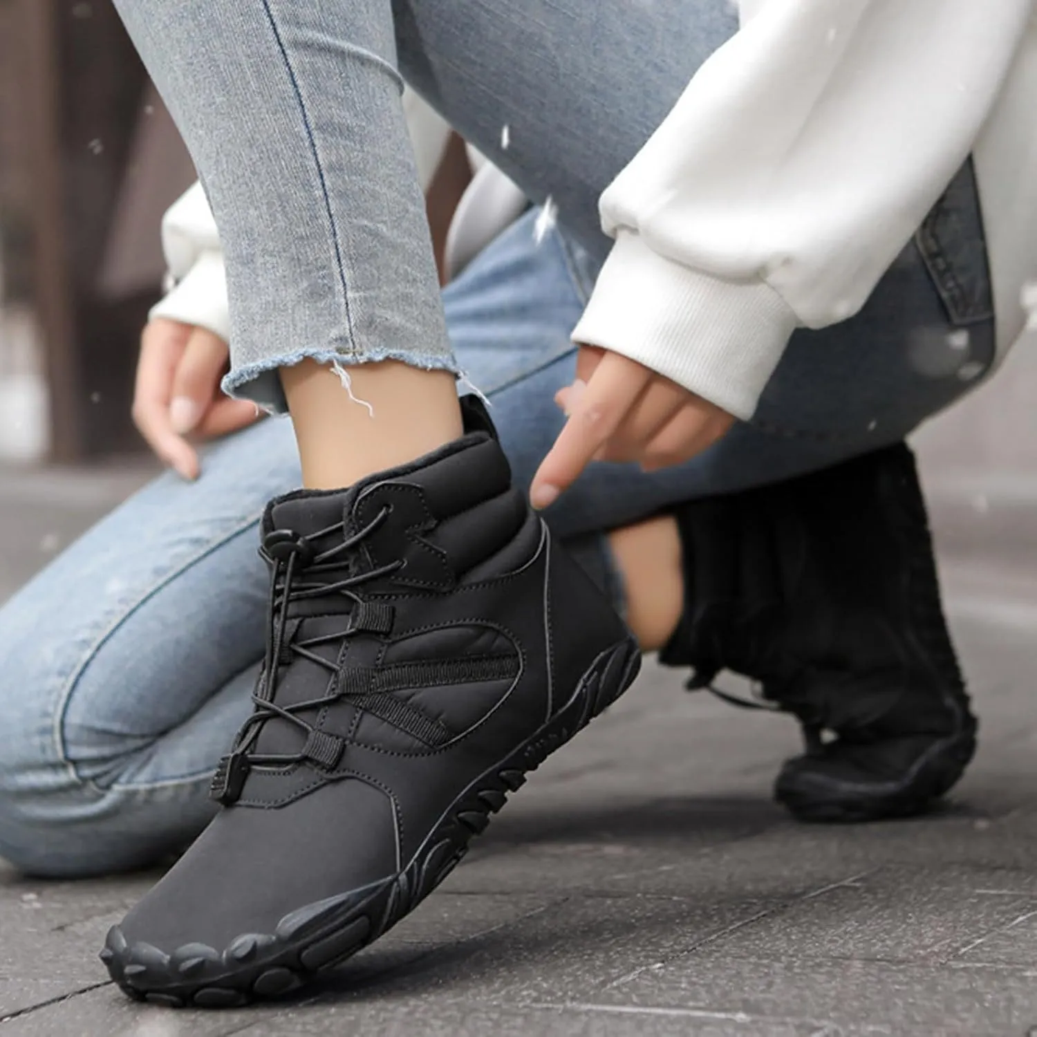 Boots for Women Fur Lined Warm Comfortable Snow Shoes Anti Slip Elastic Gore Trendy Winter Outdoor Hiking Shoes