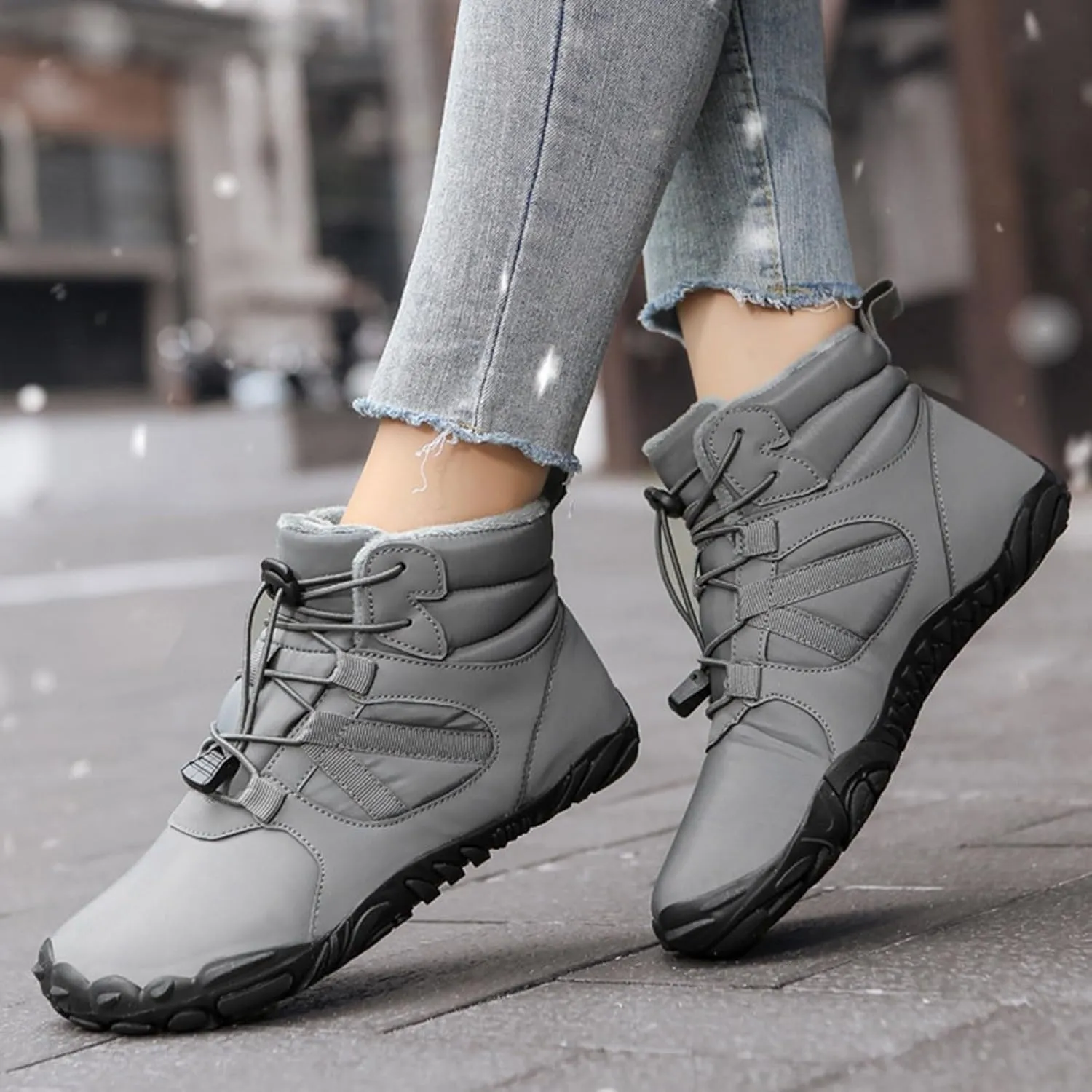 Boots for Women Fur Lined Warm Comfortable Snow Shoes Anti Slip Elastic Gore Trendy Winter Outdoor Hiking Shoes