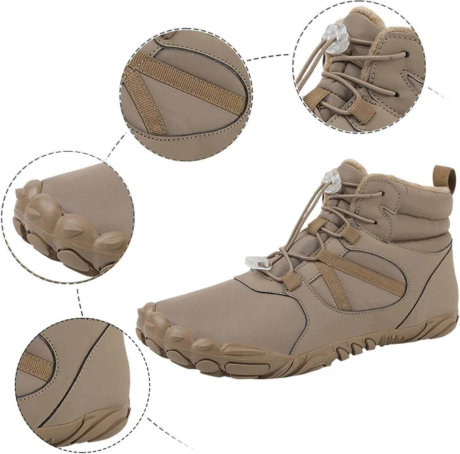 Boots for Women Fur Lined Warm Comfortable Snow Shoes Anti Slip Elastic Gore Trendy Winter Outdoor Hiking Shoes