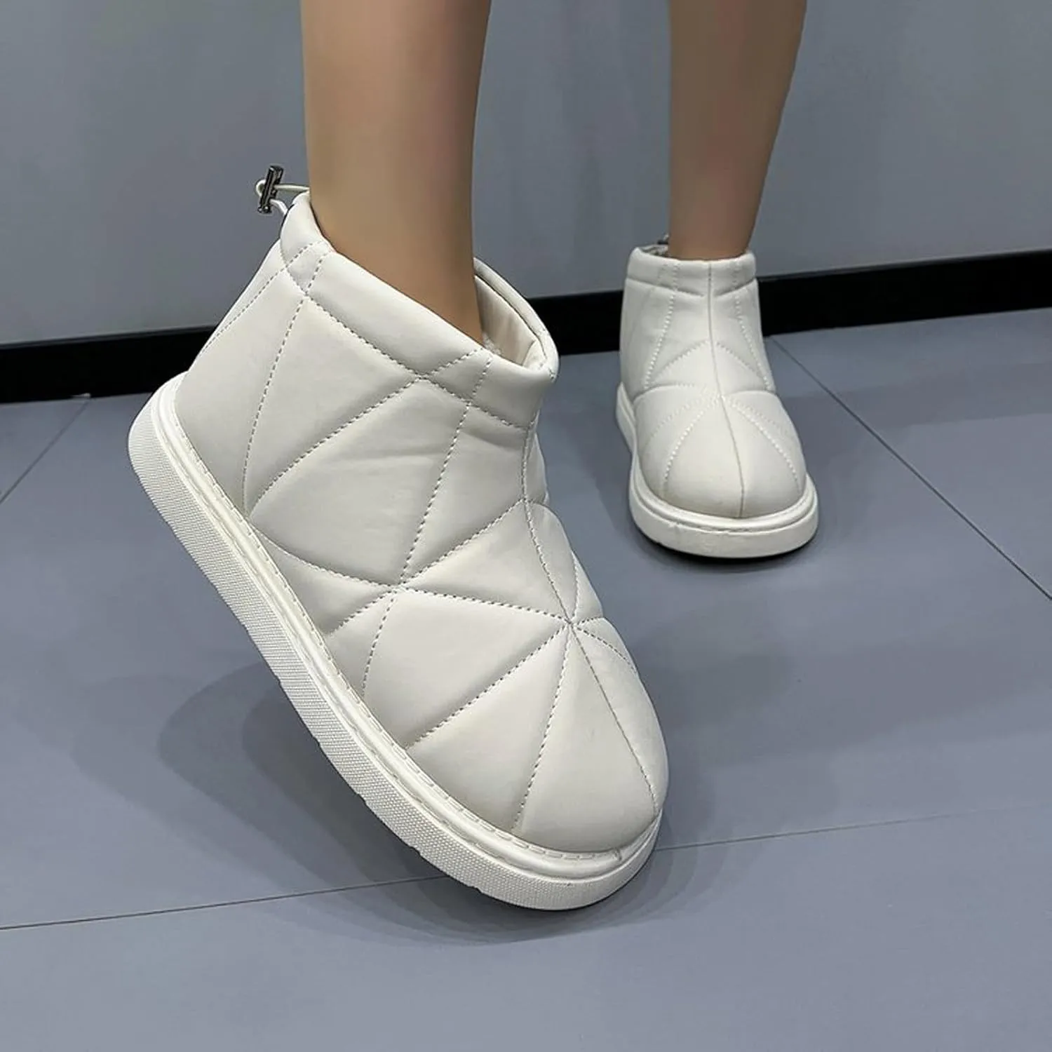 Boots for Women Fur Lined Warm Waterproof Plush Women Boots Platform Elastic Gore Trendy Casual Winter Shoes