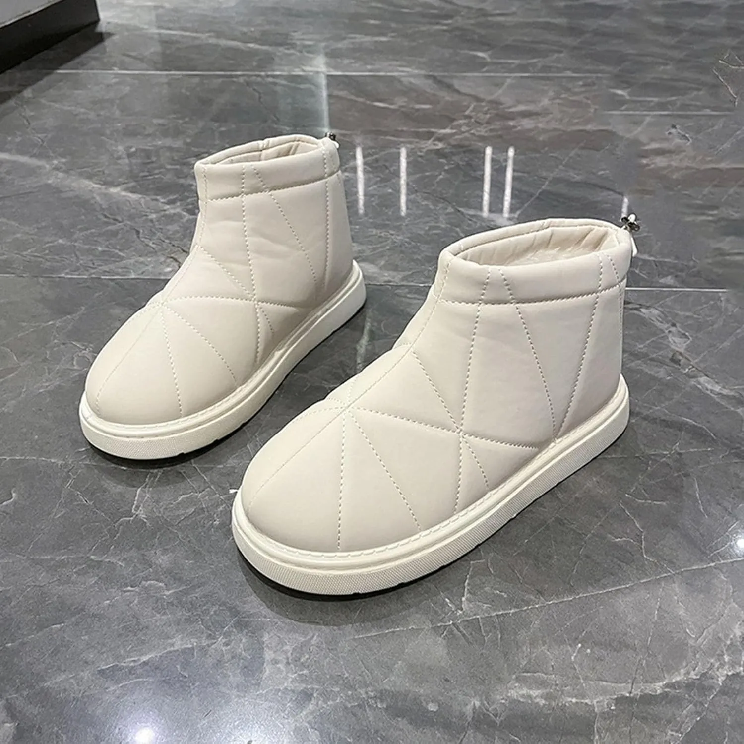 Boots for Women Fur Lined Warm Waterproof Plush Women Boots Platform Elastic Gore Trendy Casual Winter Shoes