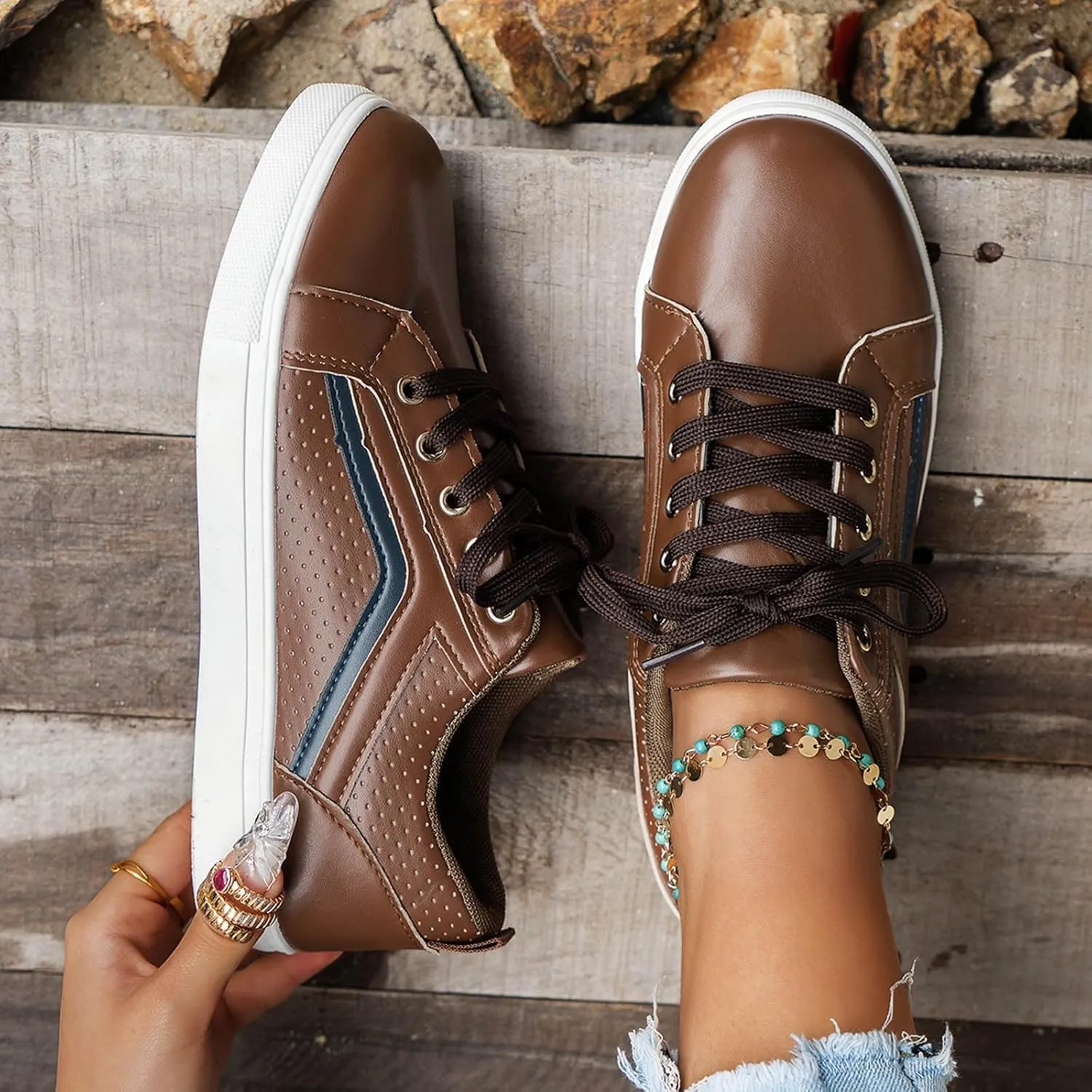 Boots for Women Lace up Platform Soft Comfortable Ankle Boots Outdoor Trendy Casual Women Shoes