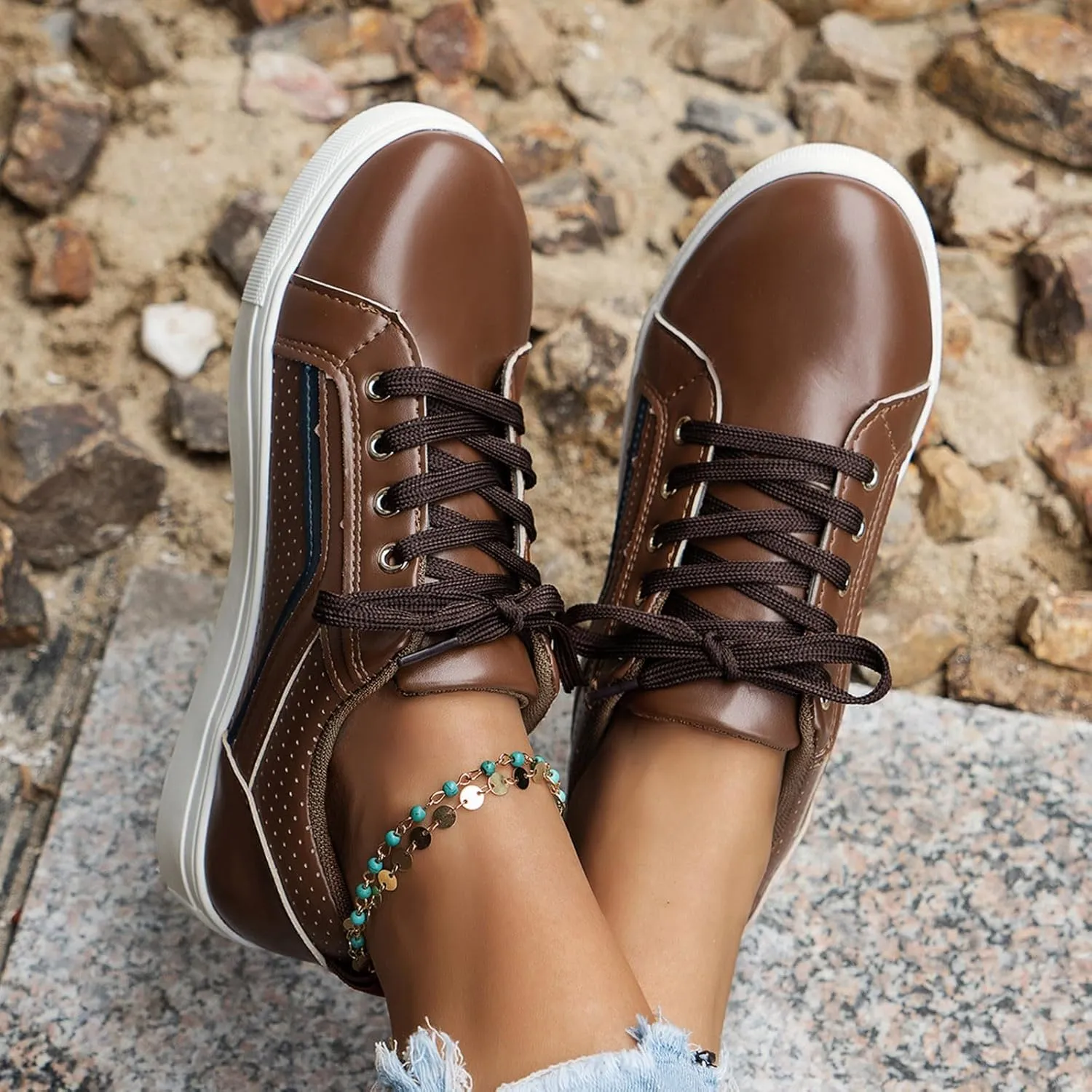 Boots for Women Lace up Platform Soft Comfortable Ankle Boots Outdoor Trendy Casual Women Shoes
