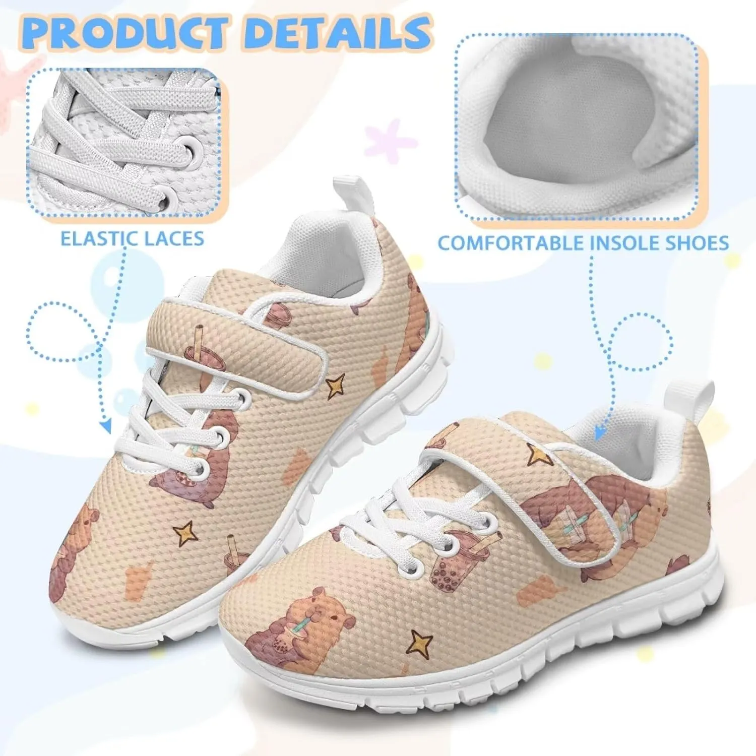 Boys Girls Single Buckle Sneakers,Lightweight Spring Outdoor Sports Shoes,Children Anti-Skid Mesh Cycling Sneaker