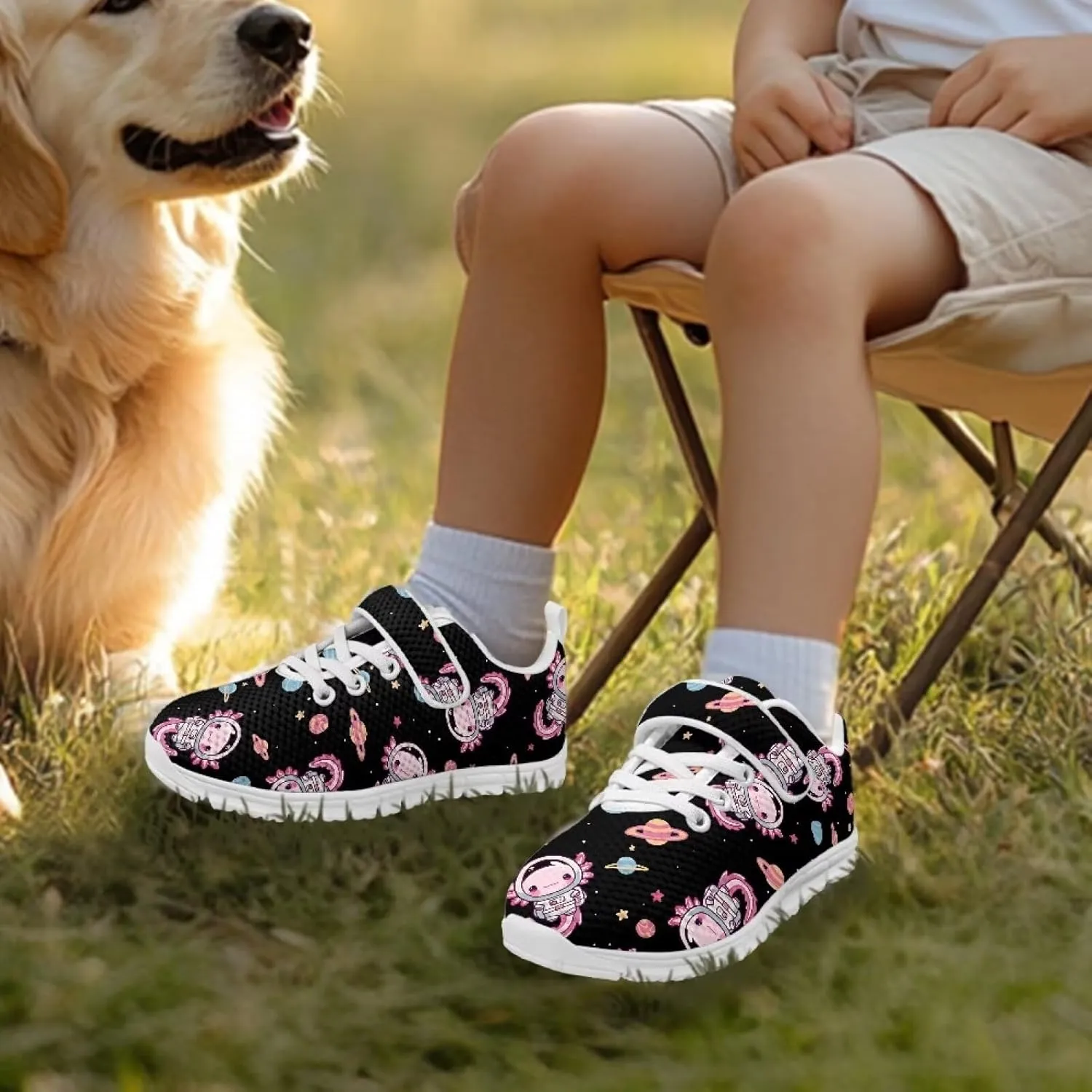 Boys Girls Single Buckle Sneakers,Lightweight Spring Outdoor Sports Shoes,Children Anti-Skid Mesh Cycling Sneaker