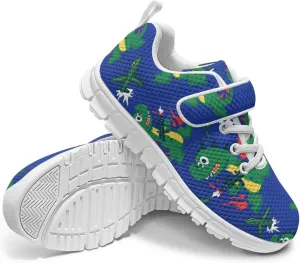 Boys Girls Single Buckle Sneakers,Lightweight Spring Outdoor Sports Shoes,Children Anti-Skid Mesh Cycling Sneaker