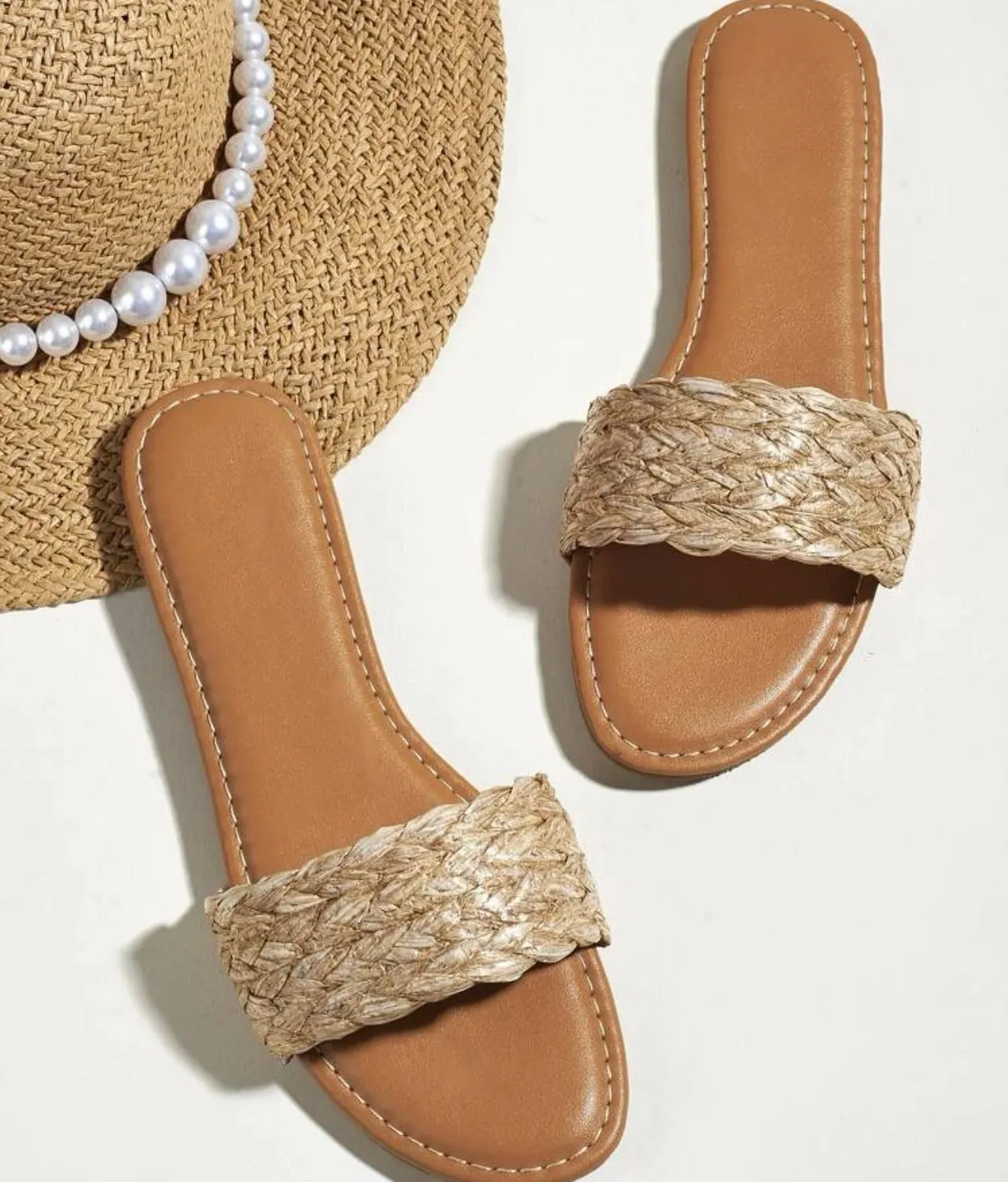 Braided detail slide sandals