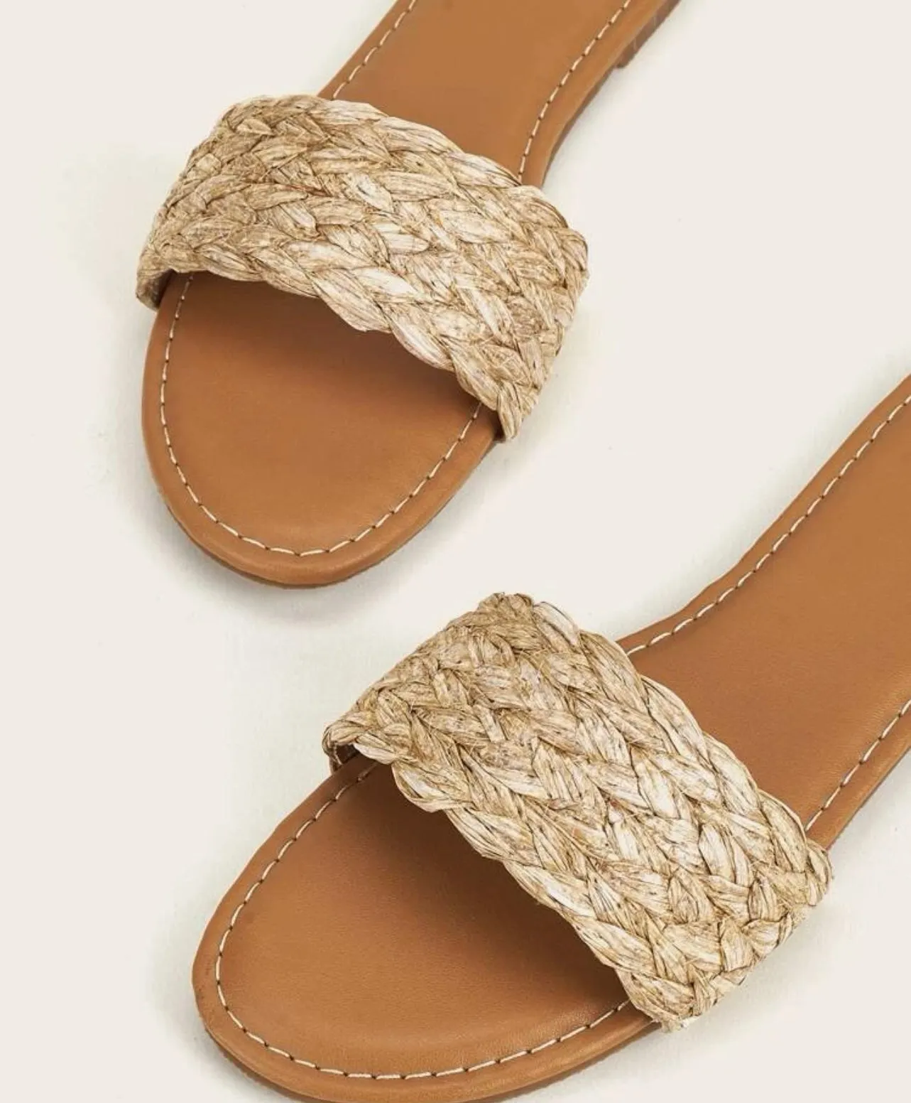 Braided detail slide sandals