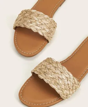 Braided detail slide sandals