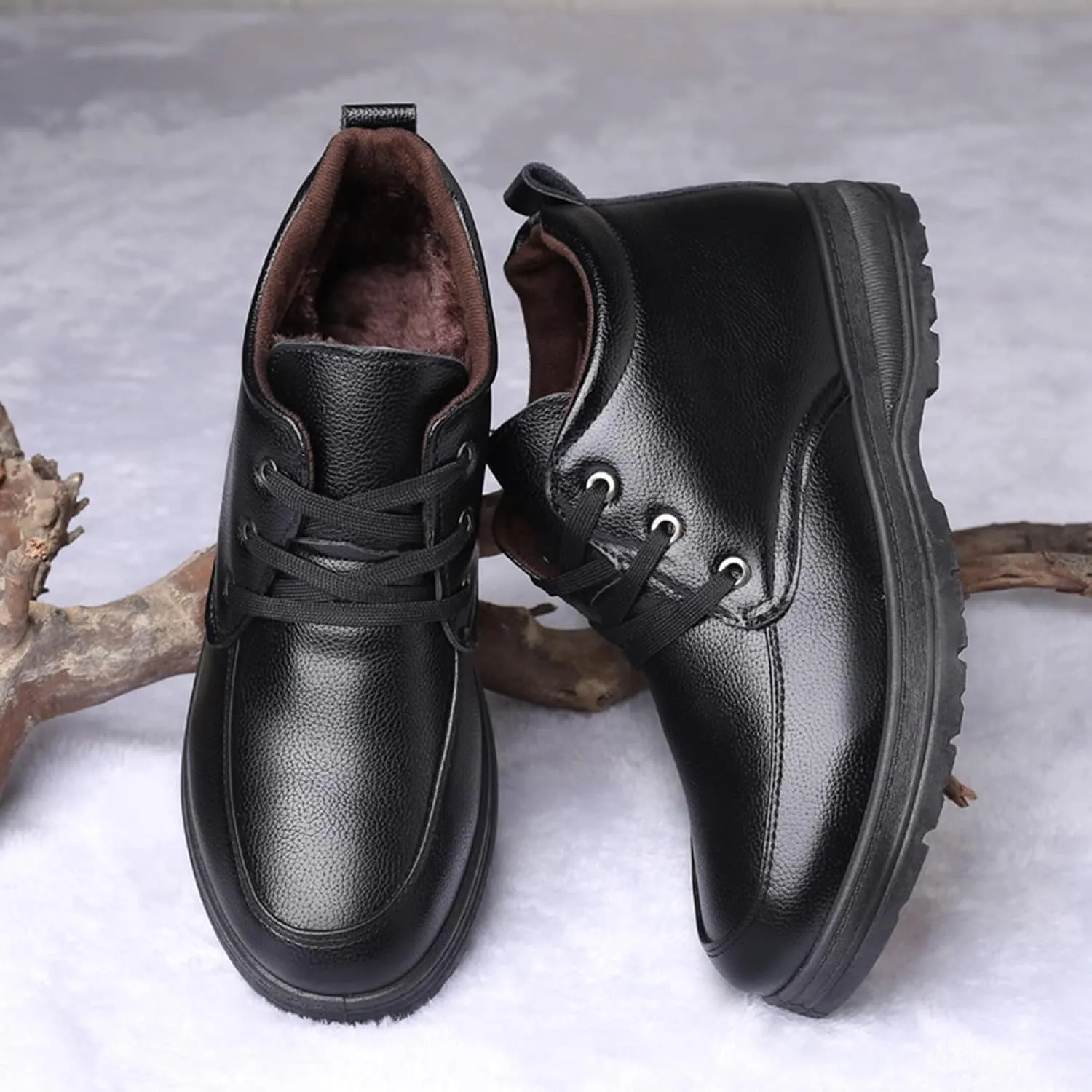 Breathable Dress Sneaker Men Shoes Casual High Top Cotton Shoes Old People Cotton Old Men Leather