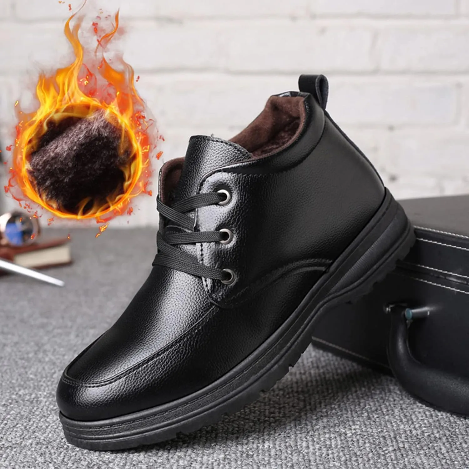 Breathable Dress Sneaker Men Shoes Casual High Top Cotton Shoes Old People Cotton Old Men Leather