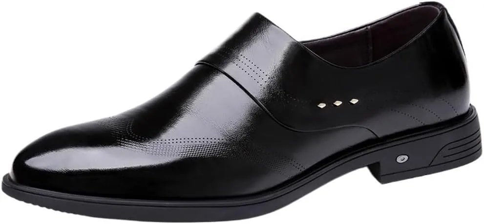 Breathable Leather Oxford Shoes for Men Low Top Slip On Casual Business Work Anti Slip Walking Trendy Comfortable Footwear