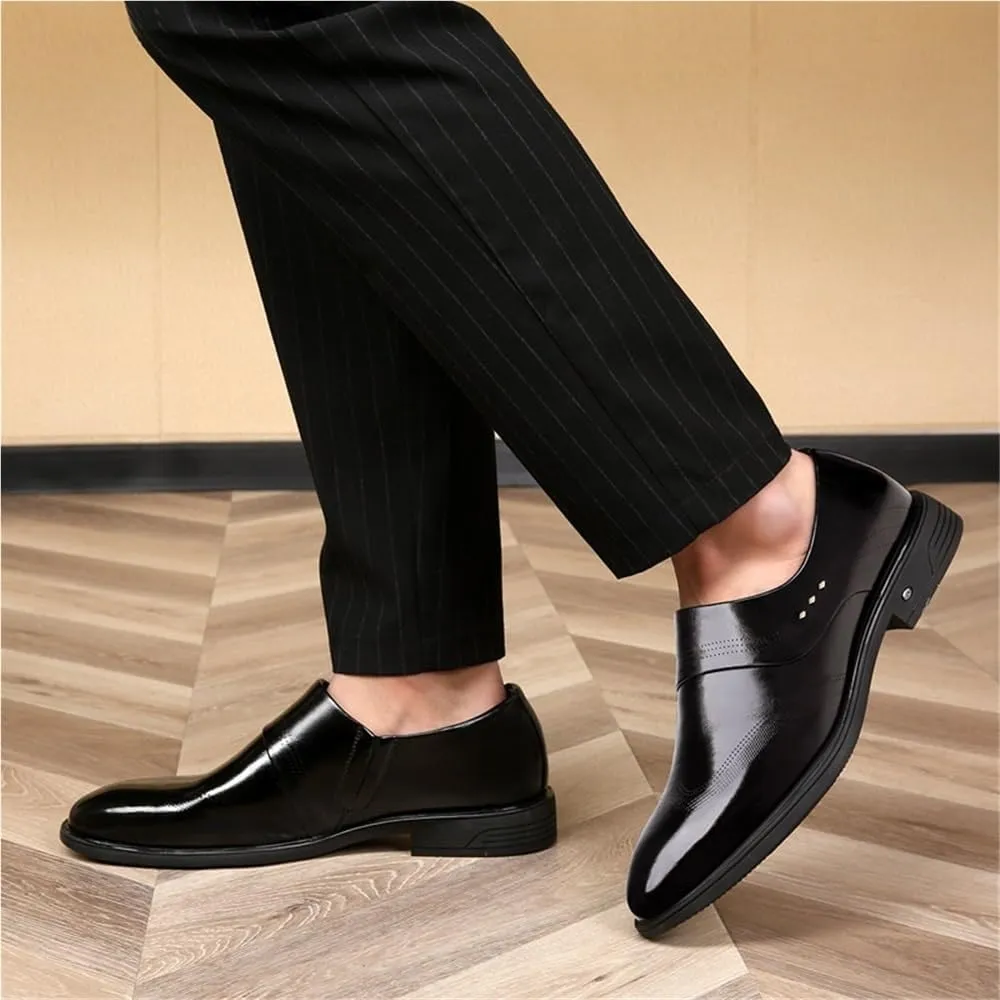 Breathable Leather Oxford Shoes for Men Low Top Slip On Casual Business Work Anti Slip Walking Trendy Comfortable Footwear