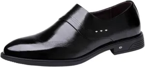 Breathable Leather Oxford Shoes for Men Low Top Slip On Casual Business Work Anti Slip Walking Trendy Comfortable Footwear