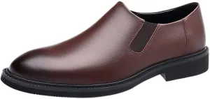 British Gentleman Vintage Oxford Shoes Pointed Toe Leather Business Casual Slip On Height Increase Trendy Footwear