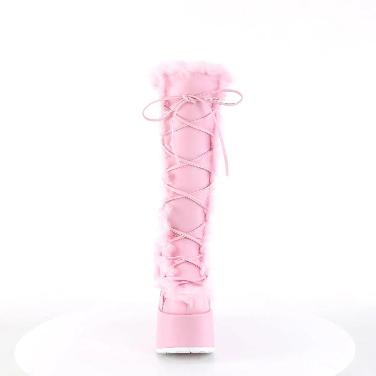 CAMEL-311 Demoniacult Alternative Footwear Women's Pink Calf High Boots
